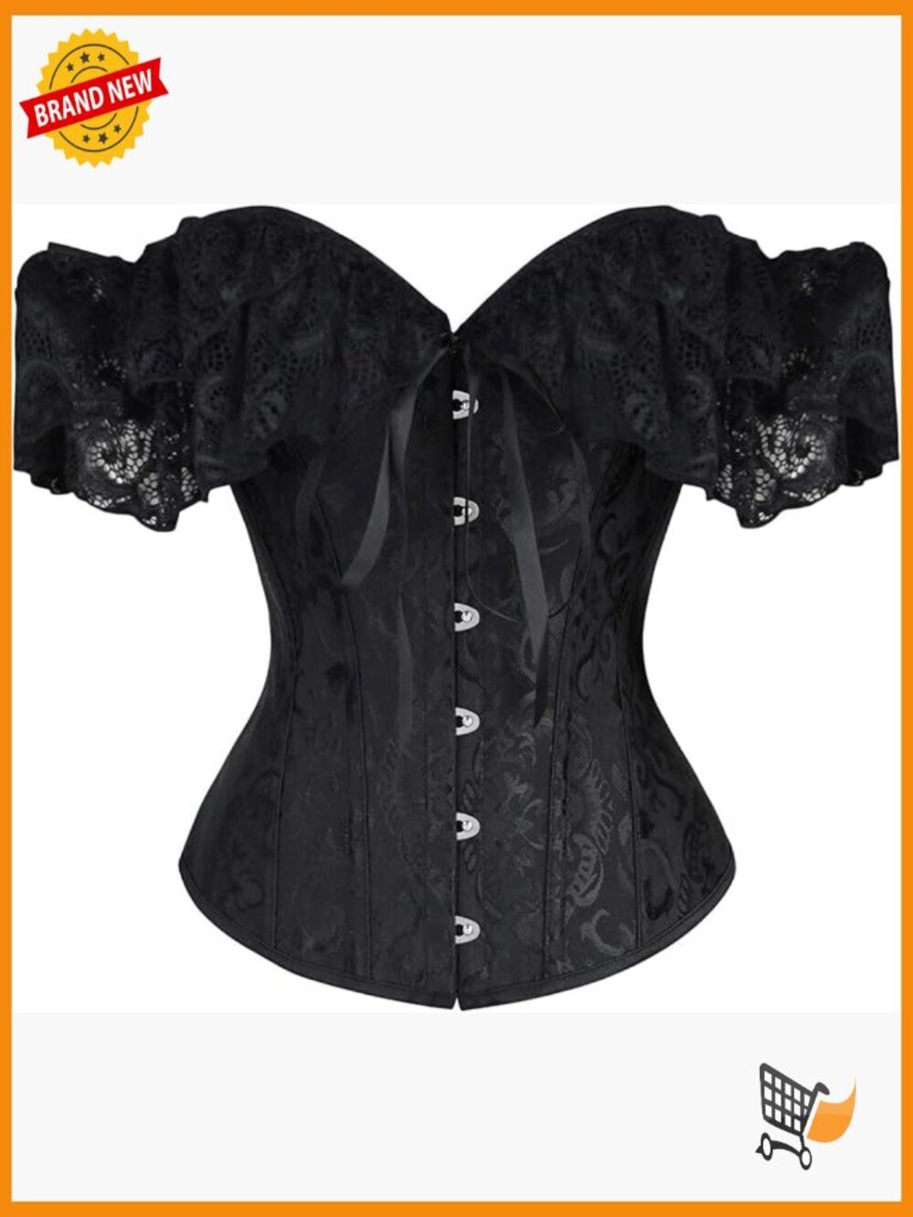 Off Shoulder Jacquard Overbust Corset Top Steampunk Gothic Underbust